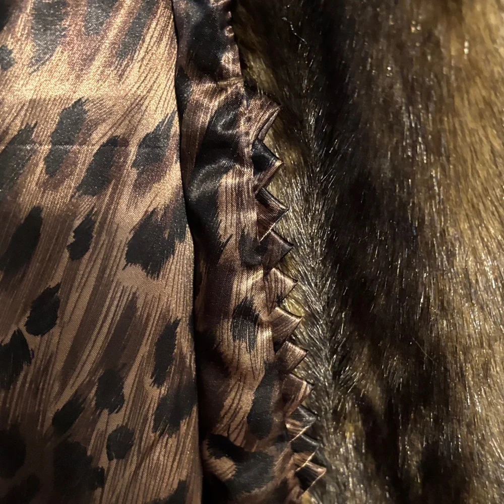 Dennis Basso Brown Faux Fur Coat - Picture 9 of 9